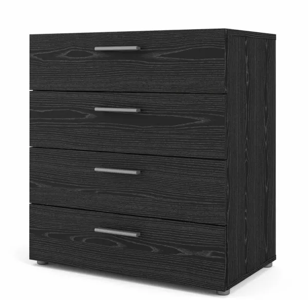 TVILUM Pepe kommode, m. 4 skuffer - sort folie og plastik